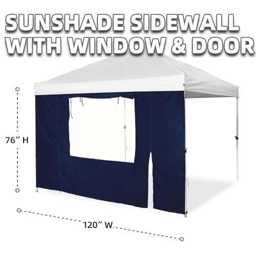 Sunshade Sidewall, Canopy Saidwall with Door and Window for 10×10 Pop Up Straight Leg Canopy Tent, Outdoor Instant Canopies Wall, 1 Pack Canopy Sidewall Only (Spliceable, Navy) - color: Navy - Spliceable