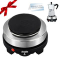 Artilife 500W Mini Electric Hot Plate - Moka Pot Special, 110V Compact RV Camping Stove, 4" Cast Iron Burner for Coffee, Low Wattage Portable