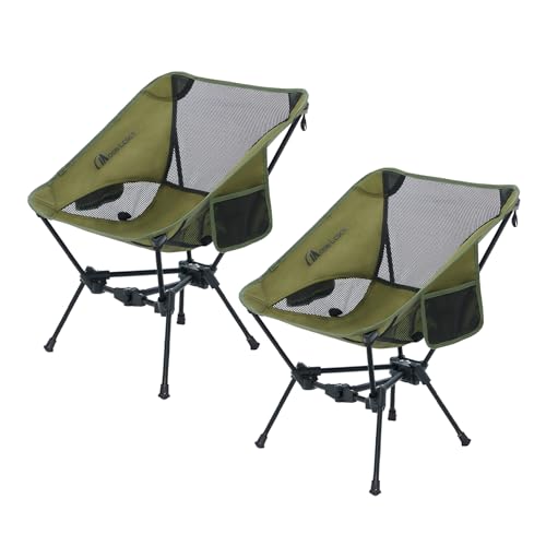 MOON LENCE Portable Camping Chair Backpacking Chair - The 4th Generation Ultralight Folding Chair - Compact, Lightweight Foldable Chairs for Hiking Mountaineering, Beach (Green-2Pack) - color: Green-2pack