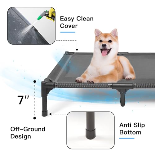 suddus Elevated Dog Bed Waterproof Outdoor, Portable Raised Dogs Beds, Dogs Beds Off the Floor, Dog Bed Easy Clean Indoor or Outdoor Use, Large, Grey - color: Grey, size: L (36"l X 30"w X 7"h)