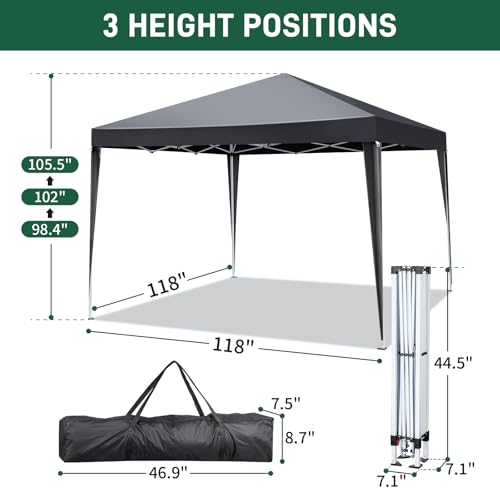 Outvita 10x10ft Ez Pop Up Outdoor Canopy Tent, Portable Commercial Instant Tent with Carry Bag for Party Wedding Birthday BBQ Events - style: 10x10-gray