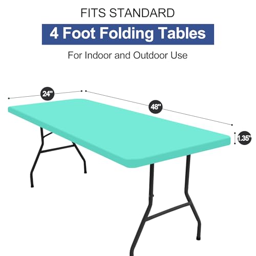 homing Rectangle Table Cloth Cover, Waterproof Polyester Elastic Fitted Tablecloth, Fits for 4 Foot Folding Tables, Washable Table Protector for Picnic, Camping, Outdoor (Aqua, 24" x 48") - color: Aqua, size: 48" x 24" (Rectangular)