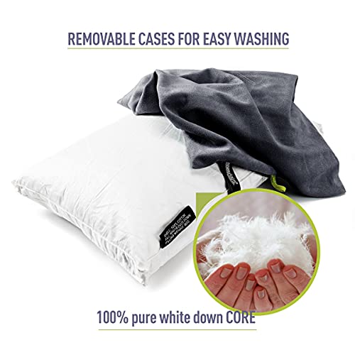 ZOOOBELIVES Down Filled Camping Pillow for Travel, Washable Soft Cover, Small Camp Cushion for Neck & Lumbar Support On-The-Go, Ultralight & Compressible for Hiking Backpacking - AlpliveS2046 - color: Gray Charcoal