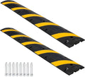 6Ft 2 Packs Recycled Rubber Speed Bump, 25000 Lbs Capacity Heavy Duty Traffic Calming Hump, 2 Channel Modular Cable Protector Ramps for Asphalt Concrete Gravel Driveway Road - size: 6ft