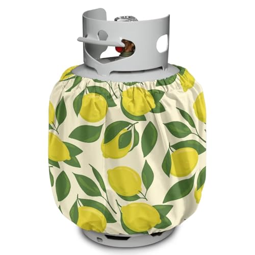 Lemon Propane Tank Cover Fits Standard 20 lb Tank Cylinde Travel Trailer Propane Covers with Elastic Slip in Gas Cover Water & Wear-Resistant for Outdoor and Indoor Use - color: Lemon
