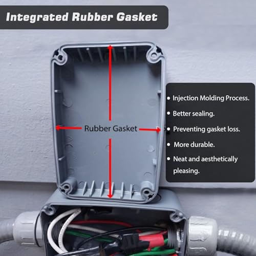 2PK Electrical Junction Box, Nineleaf IP66 Weatherproof Junction Box, 4.9"x 3.3"x 2.3" (125x86x62mm), PVC/ABS Plastic Electric Project Boxes, Universal Watertight Enclosure, for Pond,Terrace,Workshop - color: 2PK, size: 125x86x62mm
