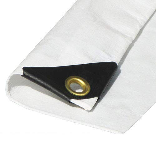 10'x40' 12 mil White Tarp Extra Heavy Duty 3 Ply Reinforced Canopy 6 oz 3 Layer (Finished Size 9’.6 x 39’.6) - size: 10'x40'