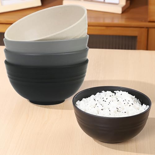 Unbreakable Wheat Straw Cereal Bowls Set of 4, 24 oz Microwave and Dishwasher Safe Lightweight Soup and Salad Bowl Sets, Reusable Dessert Bowls for Rice, Pasta, Snack, Fruit, BPA Free - color: Multicolor