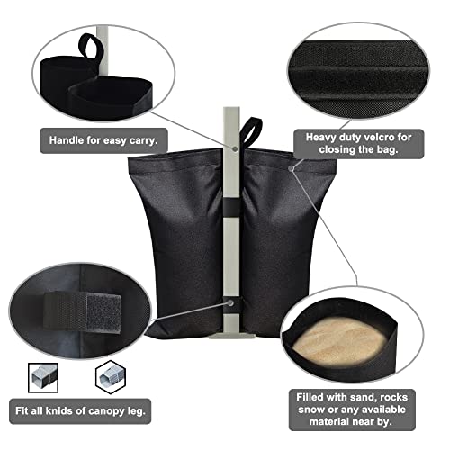 Eurmax USA 130LBS 4-Pack Universal Canopy Weights,Reinforced Double Pockets, Secure Wind Protection,Easy Wrap-Around Installation Heavy Duty Sandbags (Without Sand),Fits All Instant Shelter Legs,Black - color: Black, size: Double Pocket