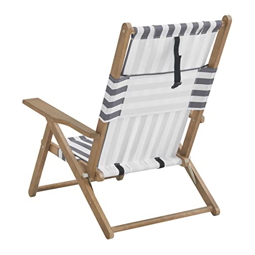 Lavish Home Beach Chair - Outdoor Weather-Resistant Wood Folding Chair with Backpack Straps - 4-Position Reclining Seat - Beach Essentials (Gray) - color: Grey, style: Set of 1
