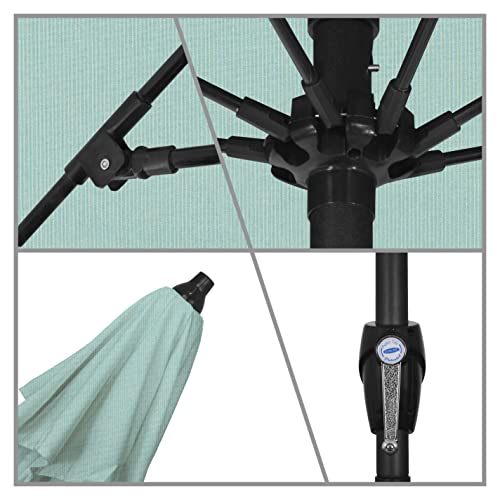 California Umbrella 12-Year Protection 9-Ft Outdoor Patio Umbrella, Sunbrella Fade-Resistant Acrylic Fabric, Auto Tilt and Crank, Heavy-Duty Aluminum Frame/ Reinforced Ribs, Bronze Pole, Spectrum Mist - color: Spectrum Mist