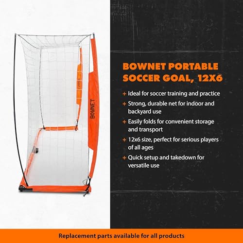 Bownet Portable Folding Soccer Goal – Pop Up Backyard & Training Soccer Net for Indoor or Outdoor – Easy Setup with Carry Bag - size: 6 x 12 Feet