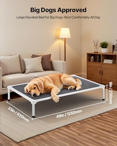 VEVOR Chew Proof Elevated Dog Bed, Portable Raised Dog Cot with Aluminum Tube Metal Frame and Breathable Textilene Mesh, Indoor & Outdoor Pet Cooling Raised Hammock Bed, XL, Gray - size: XL