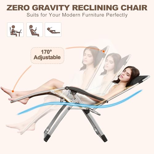 DoCred Comfy Chair, Folding Chair Recliner Chair for Bedroom and Living Room, Folding Reclining Patio Chairs Lounge Chair with Removable Cushion for Indoor Outdoor - color: Modern Gray