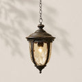 John Timberland Bellagio European Outdoor Ceiling Light Hanging Bronze Brown 18" Champagne Hammered Glass Damp Rated for Exterior House Porch Patio Outside Deck Garage Front Door Garden Home