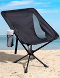 Docusvect Swivel Portable Camping Chair for Adults, Fast Setup, Lightweight & Small Folding Chair with Cup Holder, Side Pocket and Carry Bag - Support 330 LBS - color: Black