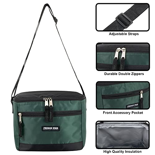 6 Can Cooler Bags Insulated Soft Cooler Lunch Bag for Men, Waterproof Leak Proof Cooler Bags Insulated - color: Black on Green