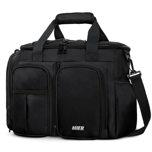 MIER Lunch Box for Men Heavy Duty Insulated Lunch Bag 20 Cans Large Leakproof Soft Cooler Bags with Multiple Pockets for Picnic Work Travel (Black) - color: Black