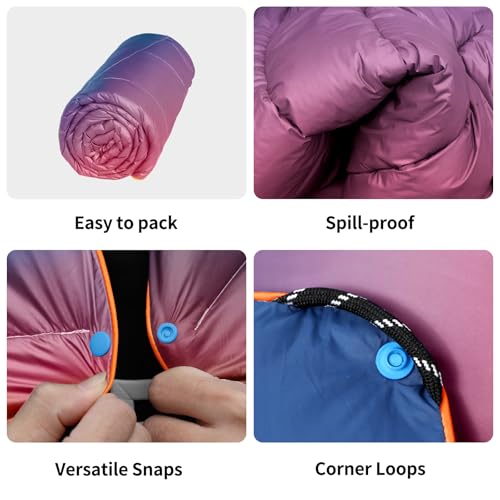 Camping Blanket,MINI Puffy Blanket Lightweight Windproof Water Resistant for Outdoors,Hiking,Beach,Car,Picnic,Stadium - color: Grad Orange, size: 39"x55"