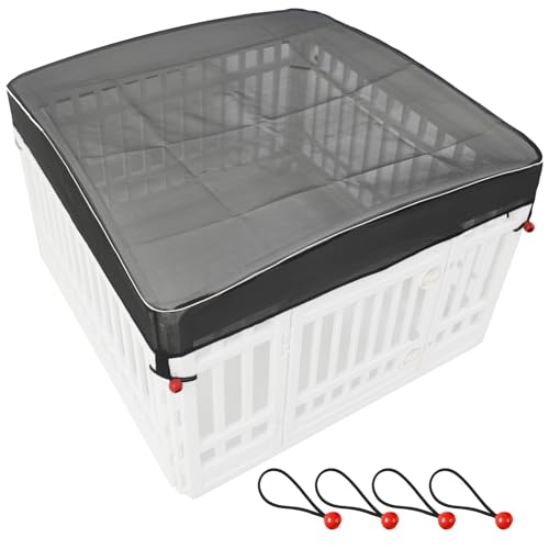 Dog Playpen Cover Mesh Top - Dog Pen Cover for Pets Fits 36 Inch 4 Panels Square Plastic Exercise Pet Pen,Provide Security for Indoor Dog Pen (Playpen Not Included) - color: 36 inch 4 panel mesh cover