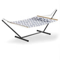 GarveeLife 57" 2 Person Outdoor Hammock, Widening Design Cotton Hammock with Metal Stand, Heavy Duty Construction, 450 LBS Weight Capacity, Light Grey - color: Light Grey