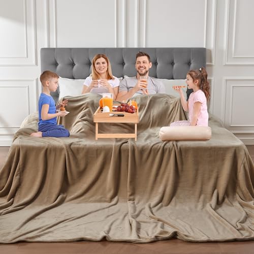 Edenleaf Big Oversized Soft Blanket, Giant Fleece Companion 120x120, California King Warm Blanket for Whole Family, Bed, Sofa, Couch, Travel, Camping 120x120 Brown - color: N-brown