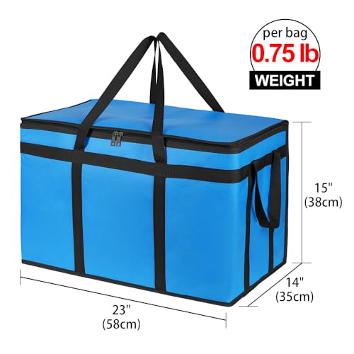 Bodaon Insulated Food Delivery Bag for Hot and Cold Meal, XXX-Large, Grocery Tote Insulation Bag for Catering, Pizza Warmer, Blue, 1-Pack - color: Blue, size: XXX-Large