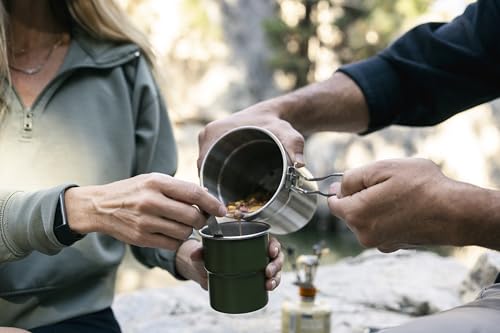 Stansport Stainless Steel Camping Cookware Set – Durable Nesting Mess Kit for Backpacking, Hiking & Outdoor Cooking – Compact Portable Pot & Pan with Carry Bag – Multiple Sizes for Family to Solo Use - style: 5 Piece Olive Drab