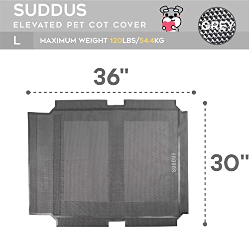 suddus Elevated Dog Bed Replacement Cover, Raised Dog Bed Chew Proof Easy to Clean, Breathable Elevated Pet Bed is Suitable for Indoor and Outdoor Use. Dog Cot are Not Included (L/Grey) - color: Space Grey, size: L