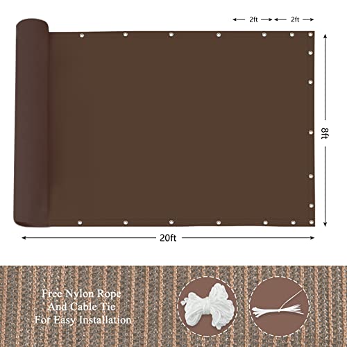 90% Outdoor Sun Shade Cloth, 8’ x 20’, Pergola, Deck, and Backyard Patio Sunshade with UV Protection, Heat Resistant HDPE Material, Reinforced Grommets (8x20 FT,Brown) - color: 2-brown, size: 8x20 FT