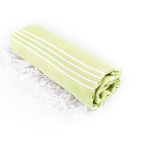 Hencely Turkish Beach Towel 37x68 Oversized, Sand-Free, Quick-Dry, Lightweight - Travel Essential for Pool & Bath - Striped 100% Cotton Bathroom Towels Accessories Gift (Pistachio) - color: Pistachio