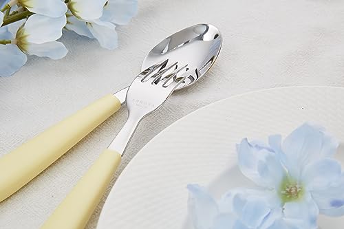 ANNOVA Silverware Set Stainless Steel Colorful Handle Tableware Kitchen Flatware Set Utensils, Includes Dinner Knives, Forks, Spoons, Salad Forks & Dessert Spoons (Yellow, 20 Pieces) - color: Yellow 20Pieces