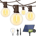 Mlambert 25FT Solar Powered String Lights Outdoor, Waterproof Solar Patio Light String with 10+1 Shatterproof LED G40 Bulbs for Backyard Garden-Brown - color: Brown
