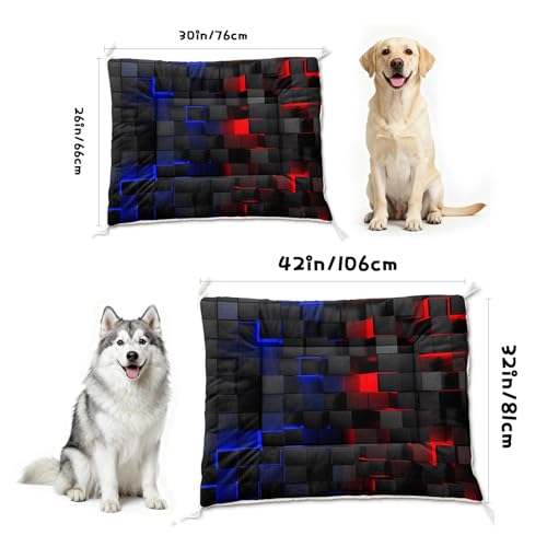 Nttopship Dog Cat Bed Mat Ultra Soft Fluffy Pet Bed Washable Fashion Dog Crate Beds Comfy Comfy Pet Sleeping Pad Suitable for Pet Raised Bed(30"x26",Red Blue) - color: Red Blue, size: Medium