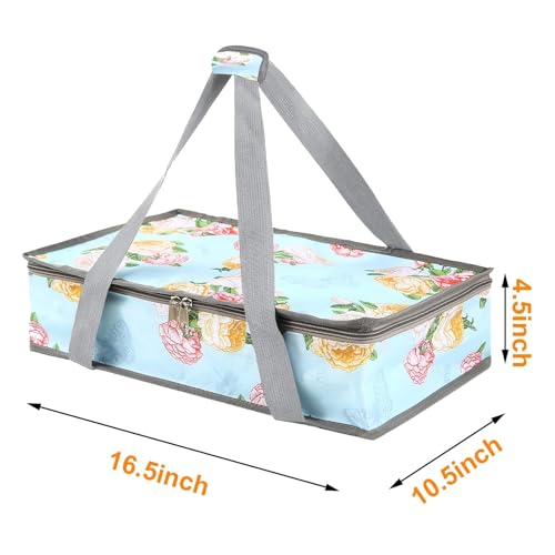 Insulated Casserole Carriers for Hot or Cold Food,Casserole Dish Bag Carrying Case,Food Carrier Warmer Container Bag for Travel Picnic.Pioneer Woman Kitchen Stuff.Fits 9"x13" Baking Dish - color: Floral#1