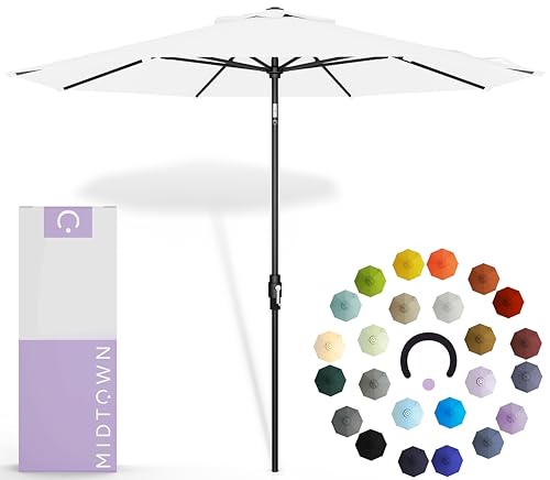 Midtown Umbrellas – The Swilt 8 Ft Patio Umbrellas with 360° Swivel & Tilt Mechanism, 8 Fiberglass Ribs & Terylast Polyester Fabric for Backyard, Deck, Pool & Cafes - Ivory Canopy, Black Pole - color: Terylast Ivory, size: 8 Feet