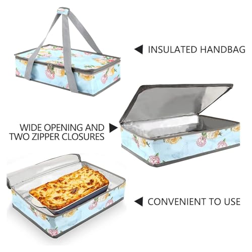 Insulated Casserole Carriers for Hot or Cold Food,Casserole Dish Bag Carrying Case,Food Carrier Warmer Container Bag for Travel Picnic.Pioneer Woman Kitchen Stuff.Fits 9"x13" Baking Dish - color: Floral#1