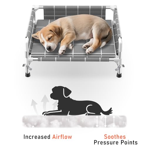 Elevated Dog Bed with Three-Sided Fence and Removable Cushion - Anti-Slip Feet, Stable Design, Easy Assembly, Indoor Relaxation & Outdoor Activities for Small Dogs, All-Season Comfort - size: Cushion-S