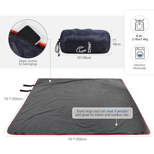 REDCAMP Large Waterproof Stadium Blanket for Cold Weather, 79”x 79” Soft Warm Fleece Windproof Camping Blanket for Camping, Hiking, Traveling, Sporting Events (Dark Blue) - color: Dark Blue 79"x79"