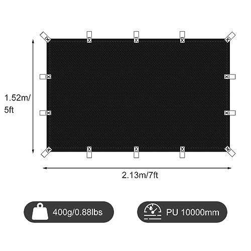 Black Waterproof Tarp Cover for Outdoor: Multi-Purpose Oxford Tarpaulin with Reinforced Webbing Loops for Camping Boat Pool Roof Tent - Durable and Tear Resistant (5ftx7ft) - size: 5x7ft