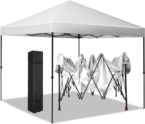 COBIZI 13x26 Heavy Duty Pop Up Canopy Tent with 6 Sidewalls, Commercial Gazebo Party Tent with Mosquito Netting Wall Easy Set Up Outdoor Instant Screen Canopy for Backyard, Patio, Garden, White - color: White, size: 13x26FT