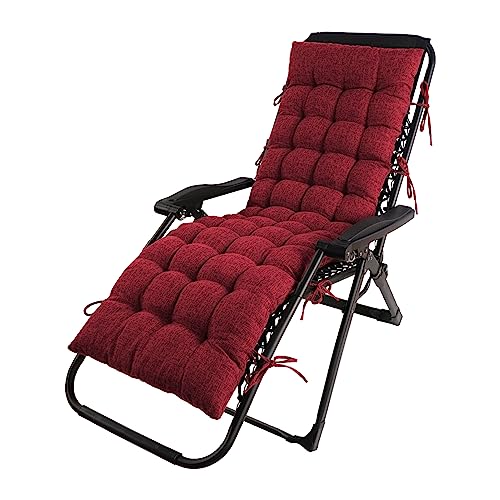 Lounge Chair Cushion Faux Linen Chaise Lounge Cushion with Ties Indoor Long Bench Cushion for Recliner Deck Chair Dormette Swing Bench 63 Inch Red - color: Red