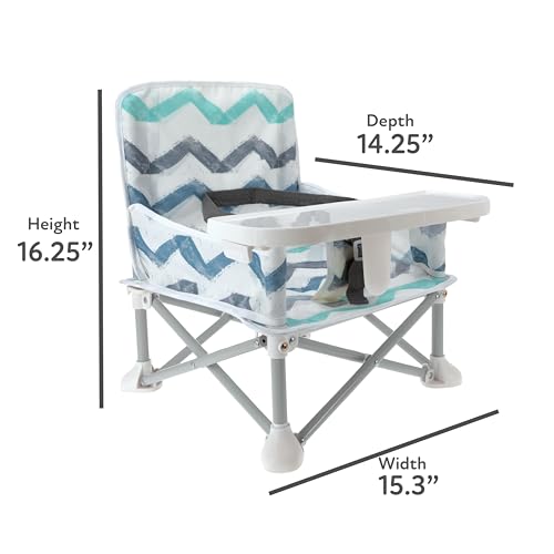 Nuby Pop-Up Booster Seat with Removable Tray - 6+ Months - Portable Booster Seat for Floor for Indoor/Outdoor Use - 3-Point Safety Adjustable Straps - Summer Travel Essentials - Chevron - color: Chevron