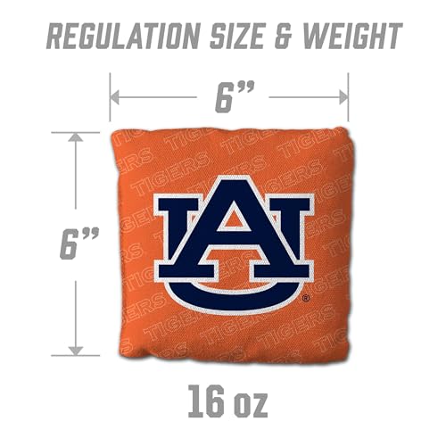YouTheFan Officially-Licensed NCAA Set of 4 Cornhole Bags - All Weather Regulation 6” x 6” Size - 16oz Weight - Designed in USA - color: Auburn Tigers - Orange