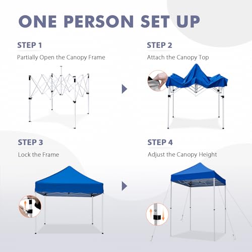 5x5 Pop Up Canopy Tent, Instant Portable Beach Canopy, Outdoor Tent with Carry Bag for Camping, Sports, Tailgating, Events, Blue - color: Blue, size: W/O Wall
