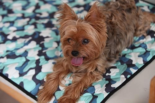 Waterproof Blanket, 29" x 34” - Seat Cover for Dogs and Pets. Ideal for Small and Medium Pet Crate Blankets, Settle mat, Diaper Changing and Playmat for Babies - color: Blue / Gray