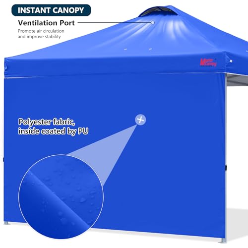 MASTERCANOPY Durable Pop-up Canopy Tent with 1 Sidewall (6.6'x6.6',Blue) - color: Blue, size: 6.6x6.6