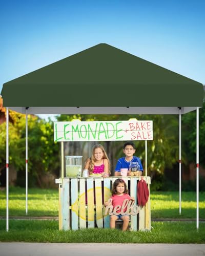 Pop Up Canopy Tent 10x10ft Heavy Duty Waterproof Outdoor Shelter UPF 50+ Sun Protection Easy One-Person Setup Adjustable Height with Wheeled Carry Bag for Patio Garden Beach Camping Green 3m x 3m - color: Green, size: 3M*3M