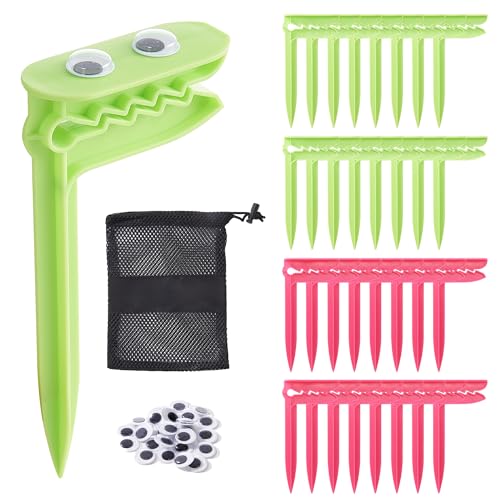 28 Pcs Beach Towel Anchor Stakes Clips, Multicolored Sand Stakes for Beach Blanket, Lightweight Picnic Mat Clips for Sand for Camping, Picnic, Summer Beach（Pink,Light Green） - color: Pink,green