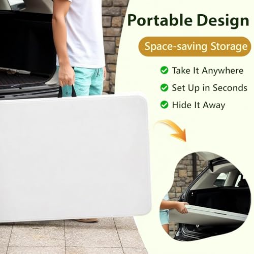 Folding Table, 6FT Foldable Picnic Table with Carrying Handle, Heavy Duty Fold-in-Half Portable Table for Weddings, Camping, RV Travel, Parties, BBQs, and Indoor Use, Easy to Fold and Store, White - color: White, size: 6FT